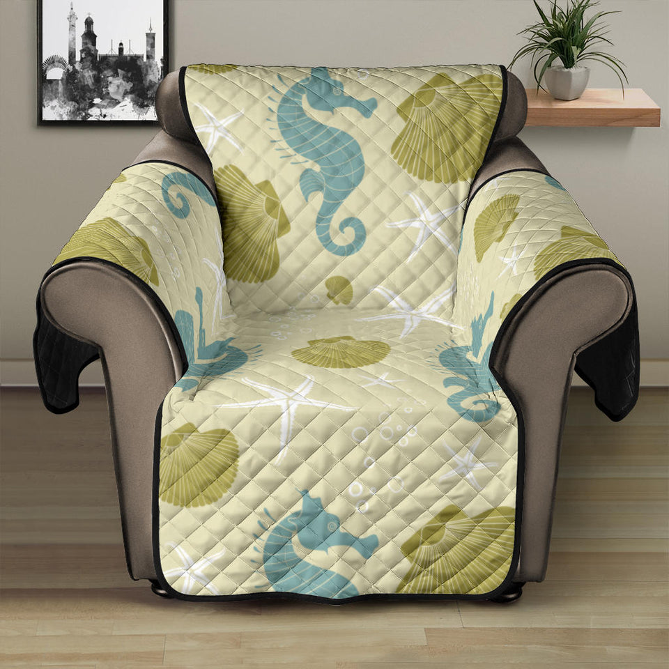 Seahorse shell starfish pattern background Recliner Cover Protector