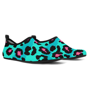 Green Leopard Skin Print Pattern Aqua Shoes