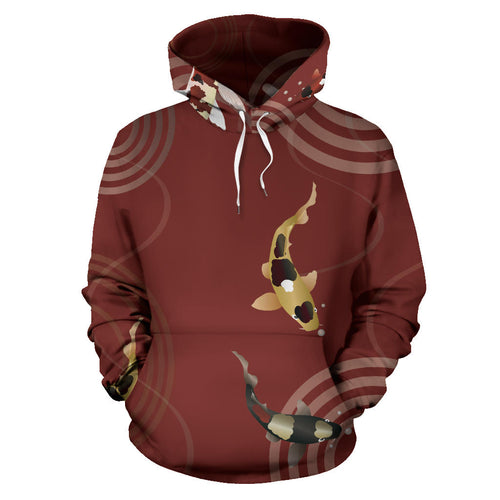 Koi Fish Carp Fish Red Background Men Women Pullover Hoodie