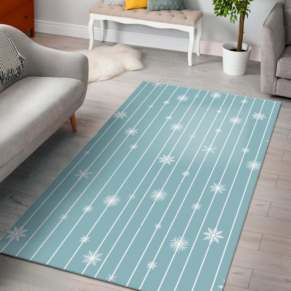 Snowflake Pattern Blue Stripe Background Area Rug
