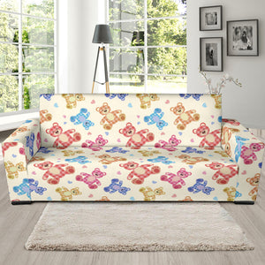 Teddy Bear Pattern Print Design 05  Sofa Slipcover