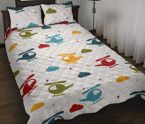 Colorful helicopter pattern Quilt Bed Set