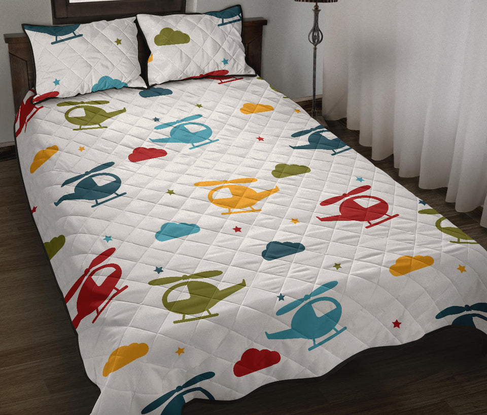 Colorful helicopter pattern Quilt Bed Set