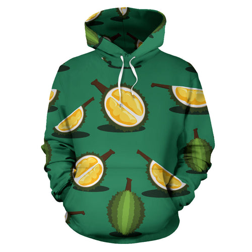 Durian Pattern Green Background Men Women Pullover Hoodie
