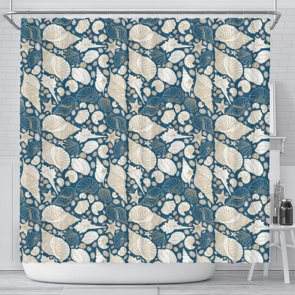 Shell Polynesian Tribal Design Pattern Shower Curtain Fulfilled In US