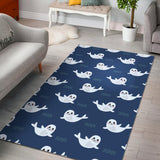 Cute White Baby Sea Lion Seal Pattern Area Rug