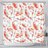 Watercolor Koi Fish Carp Fish Pattern Shower Curtain Fulfilled In US