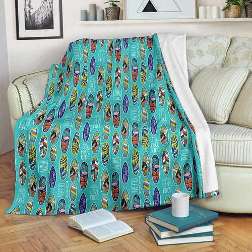 Surfboard Pattern Print Design 05 Premium Blanket