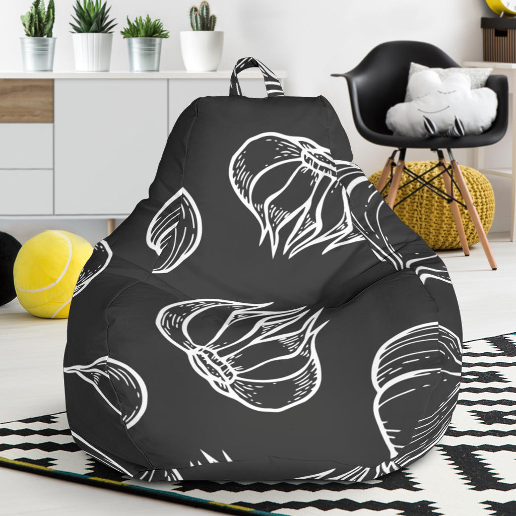 Garlic Pattern Black Background Bean Bag Cover