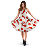 Chili Pattern Sleeveless Midi Dress