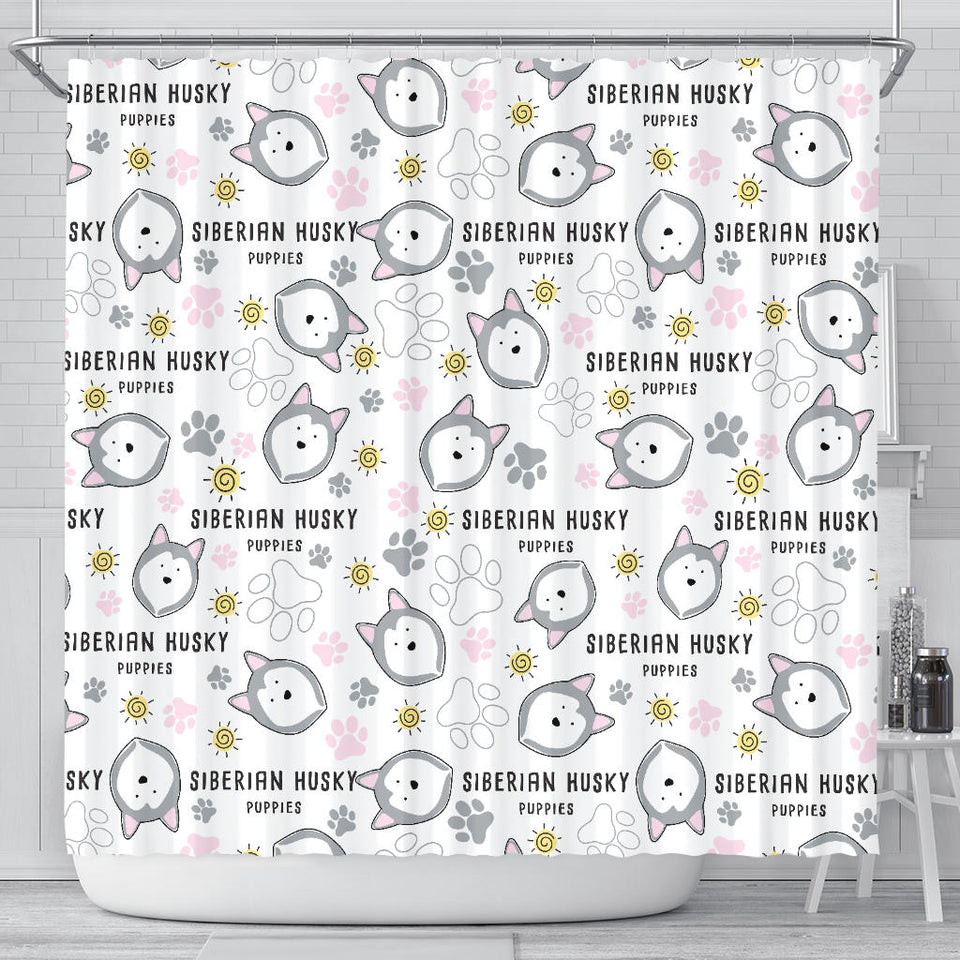Siberian Husky Design Pattern Shower Curtain Fulfilled In US