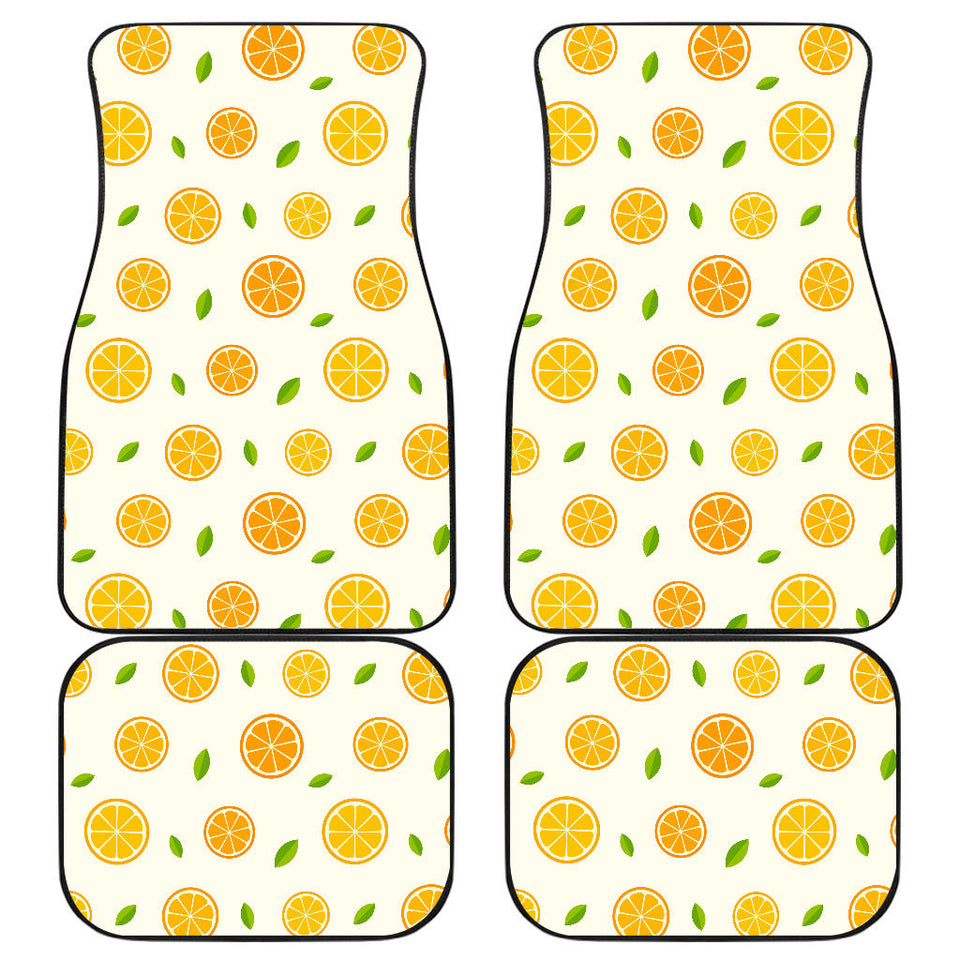Oranges Leaves Pattern Front And Back Car Mats