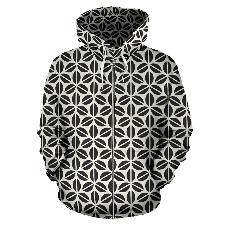 Coffee Bean Abstract Modern Pattern Zip Up Hoodie