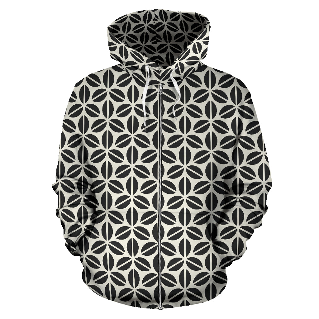 Coffee Bean Abstract Modern Pattern Zip Up Hoodie