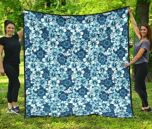 Hibiscus Pattern Print Design 03 Premium Quilt