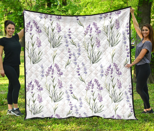 Hand Painting Watercolor Lavender Premium Quilt