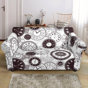 Classic Vintage Clock Pattern Loveseat Couch Slipcover