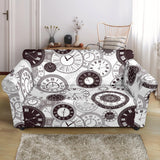 Classic Vintage Clock Pattern Loveseat Couch Slipcover