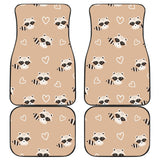 Cute Raccoon Heart Pattern Front And Back Car Mats