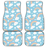 Cute Rainbow Clound Star Pattern Blue Background Front And Back Car Mats