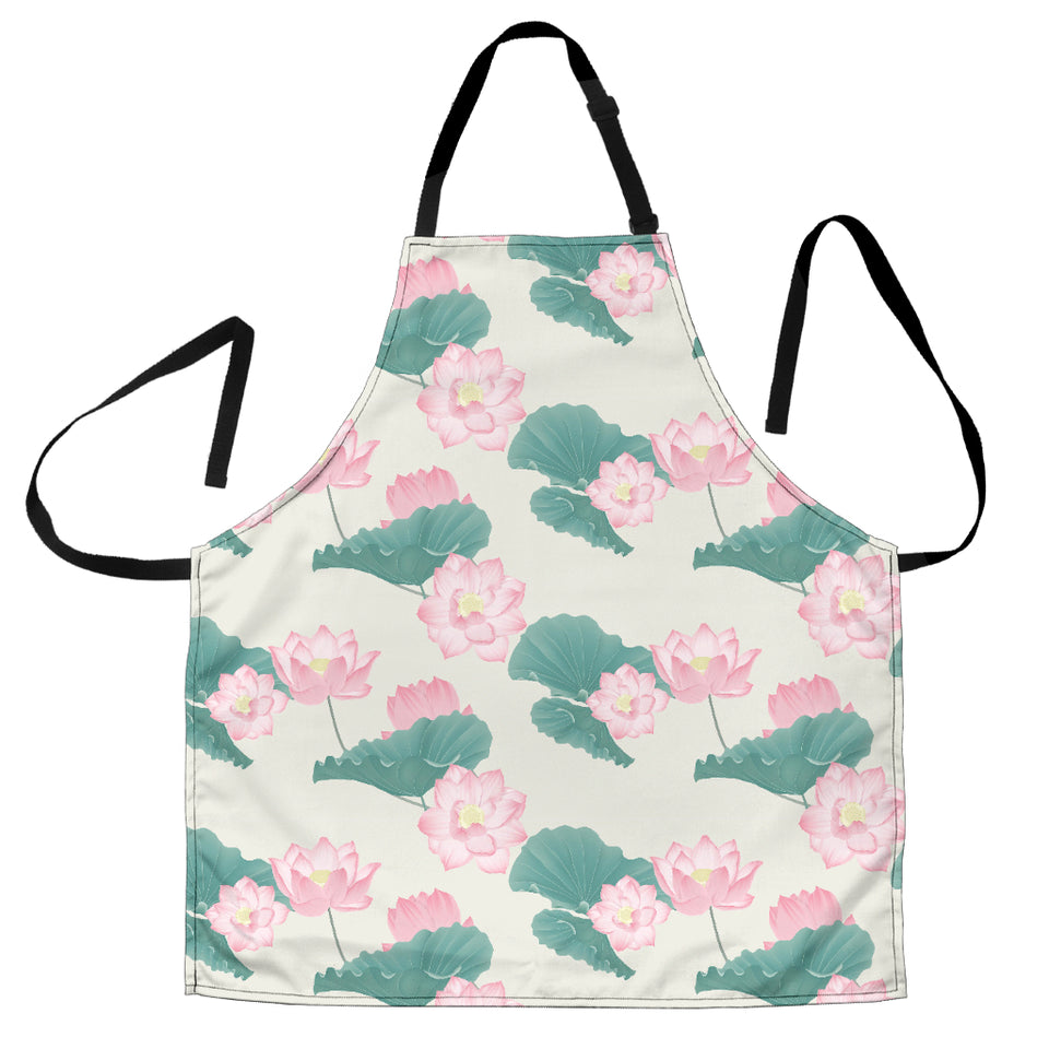 Pink Lotus Waterlily Leaves Pattern Adjustable Apron