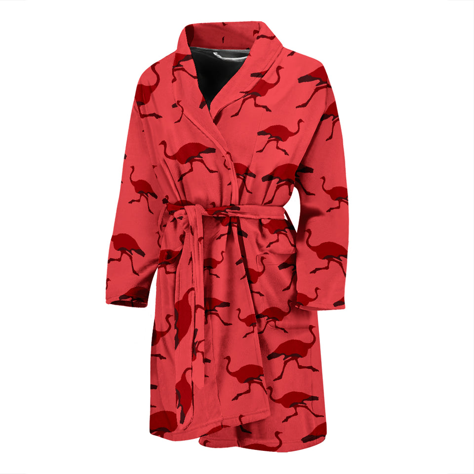 Ostrich Pattern Print Design 03 Men's Bathrobe