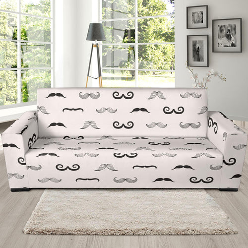 Mustache Beard Pattern Print Design 05 Sofa Slipcover