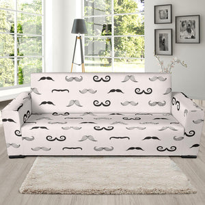 Mustache Beard Pattern Print Design 05 Sofa Slipcover