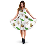 Color Hand Drawn Cocoa Pattern Sleeveless Midi Dress