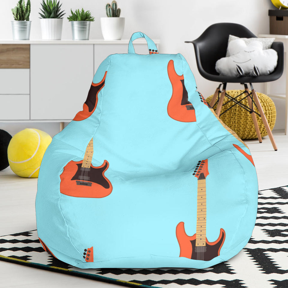 Electric Guitar Pattern Light Blue Background Bean Bag Cover
