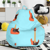Electric Guitar Pattern Light Blue Background Bean Bag Cover