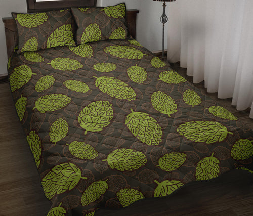 Hop pattern black background Quilt Bed Set