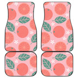 Grapefruit Leaves Flower Pink Background Front And Back Car Mats