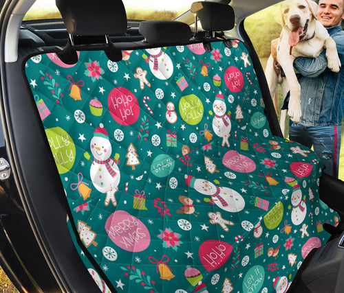 Snowman Bird Decorative Elements Christmas Pattern Dog Car Seat Covers