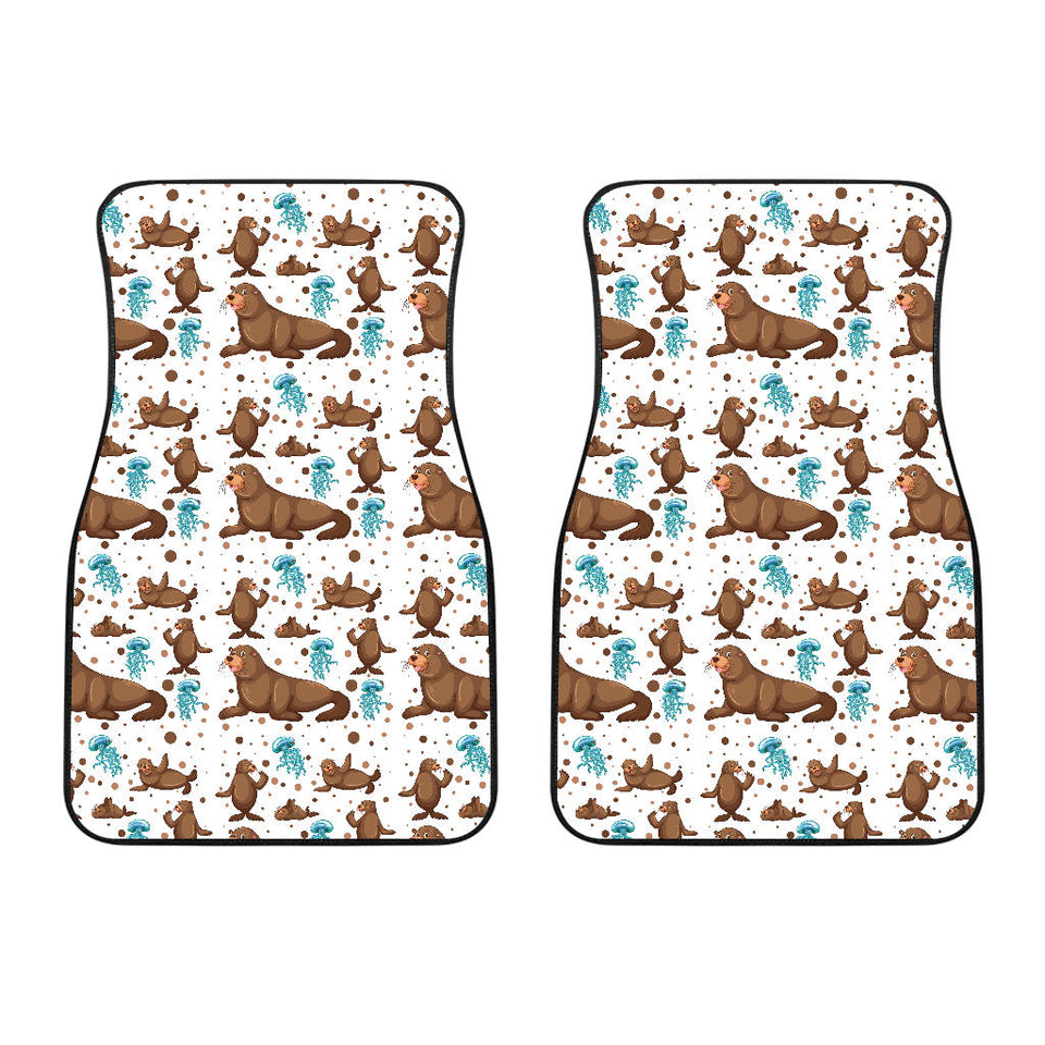 Sea Lion Seals Jellyfish Pattern Front Car Mats