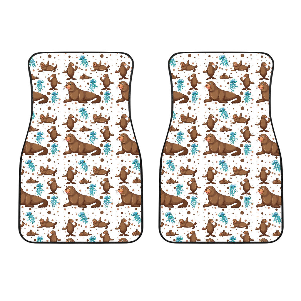 Sea Lion Seals Jellyfish Pattern Front Car Mats