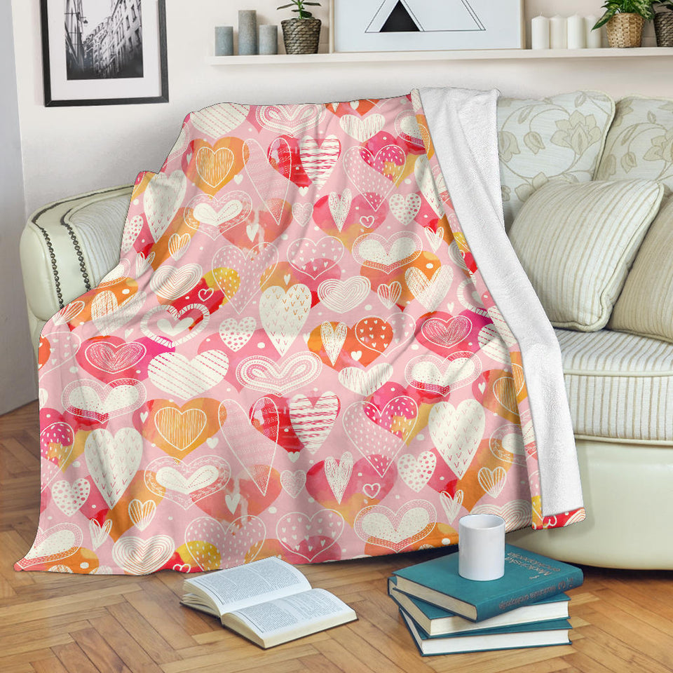 Hand Drawn Heart Design Pattern Premium Blanket
