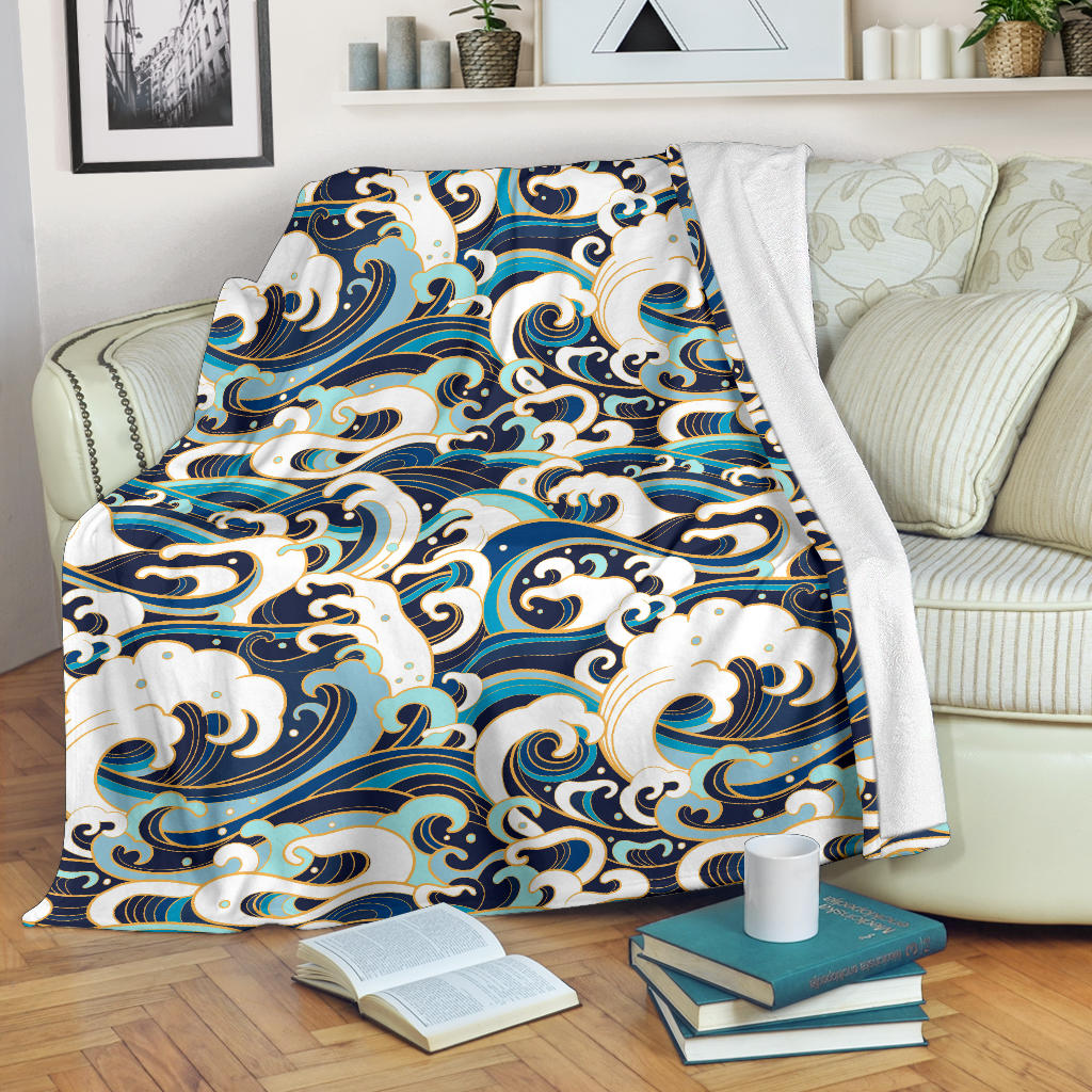 Japanese Wave Pattern Premium Blanket