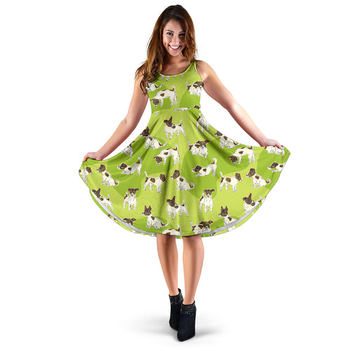 Jack Russel Pattern Print Design 01 Sleeveless Midi Dress