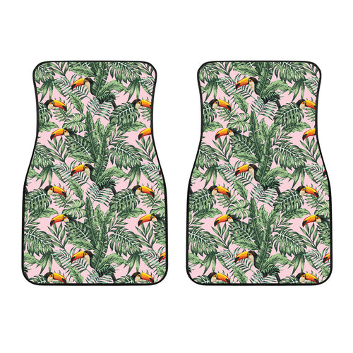 Toucan Tropical Green Jungle Palm Pattern Front Car Mats
