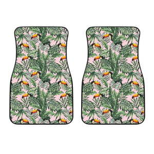 Toucan Tropical Green Jungle Palm Pattern Front Car Mats