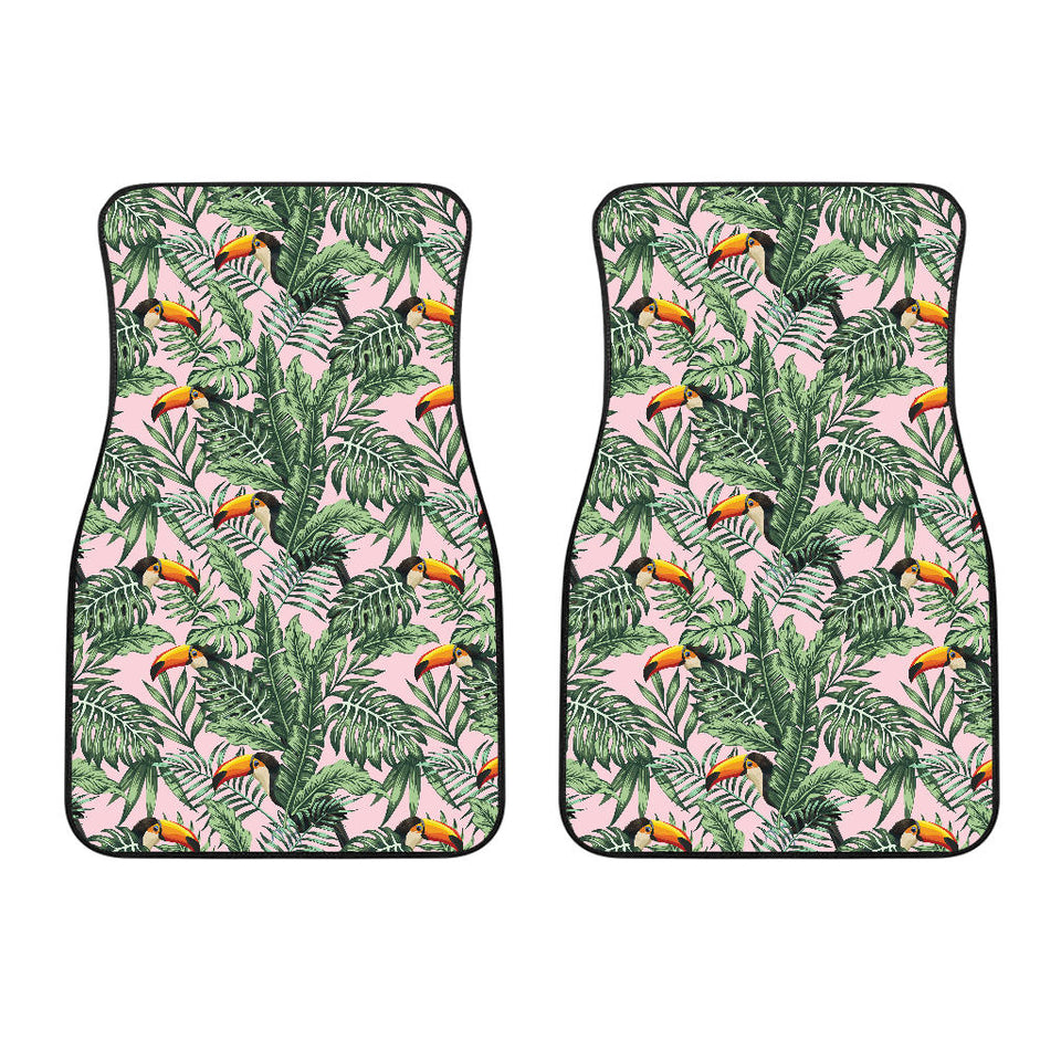 Toucan Tropical Green Jungle Palm Pattern Front Car Mats