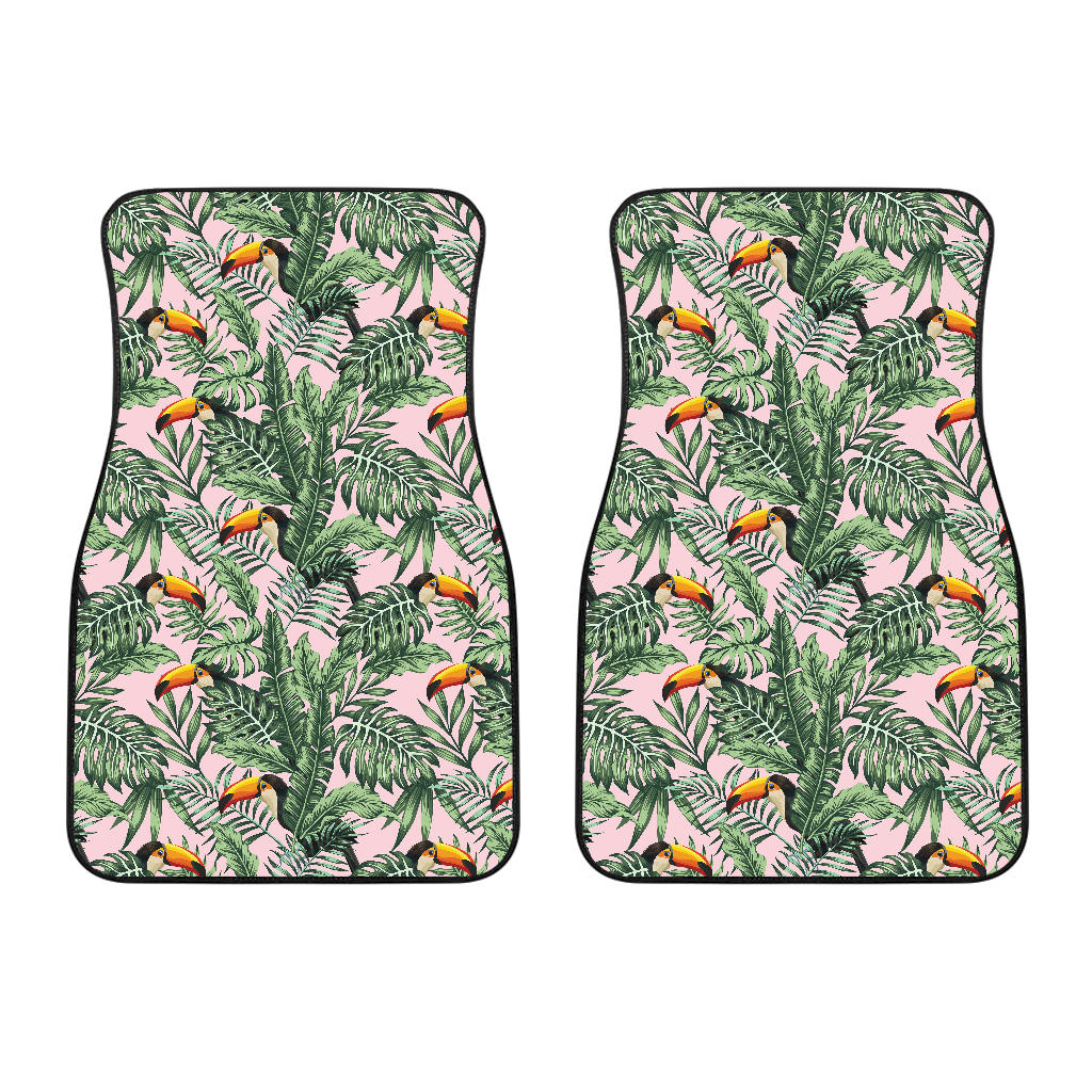 Toucan Tropical Green Jungle Palm Pattern Front Car Mats