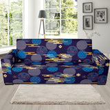 Blue Japanese Pattern Cloud Wave Flower Sofa Slipcover