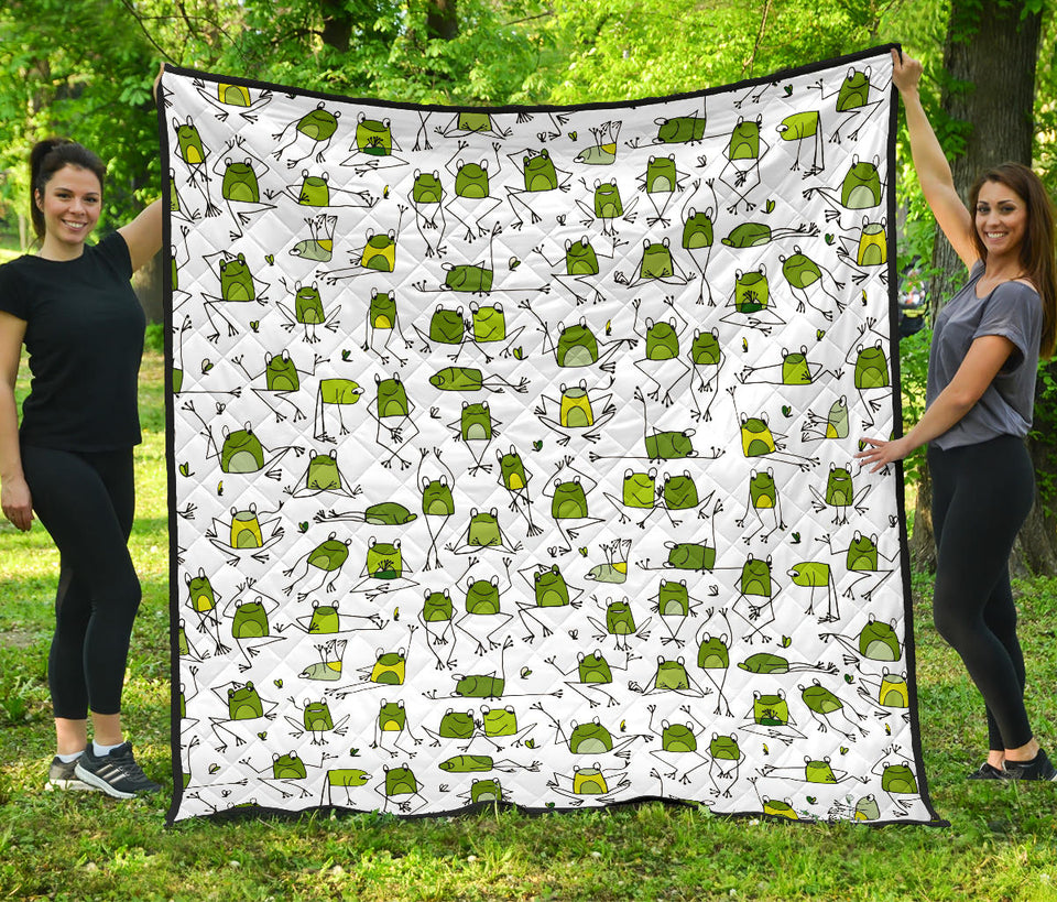 Sketch Funny Frog Pattern Premium Quilt