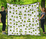 Sketch Funny Frog Pattern Premium Quilt