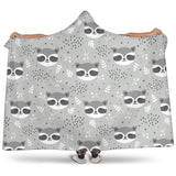 Cute Raccoons Leaves Dot Hooded Blanket