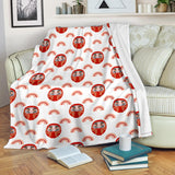 Daruma Japanese Wooden Doll Design Pattern Premium Blanket
