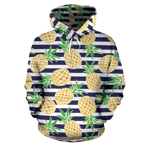 Pineapples Pattern Striped Background Men Women Pullover Hoodie