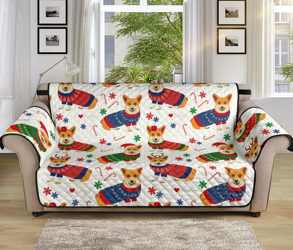 Corgi Christmas Pattern Sofa Cover Protector